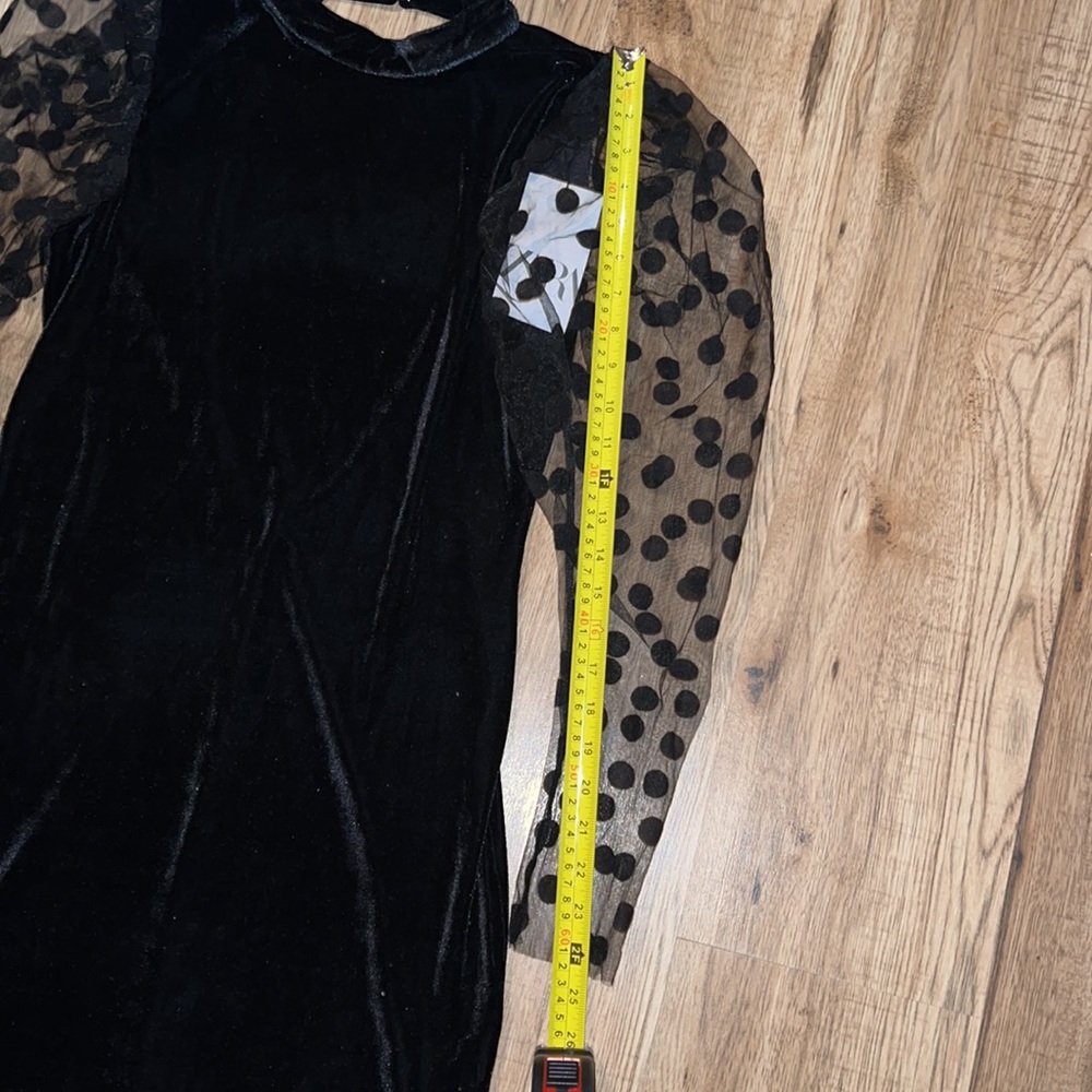 NEW! HP 🥳🥳🥳Zara Velvet Look Long Sleeve Dress with Polka Dot Detail - Picture 6 of 11